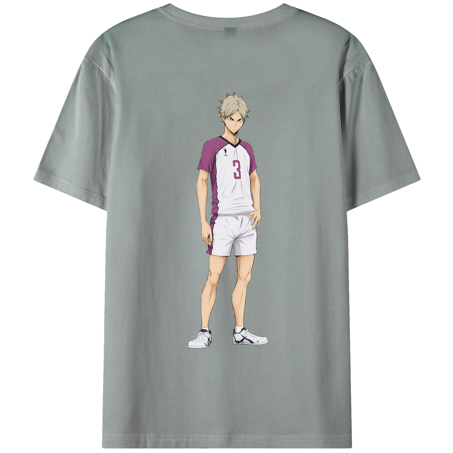 （画像用） ハイキュー!! Haikyu!! 綿100％ メンズ半袖Tシャツ（バックプリント） 通気性
